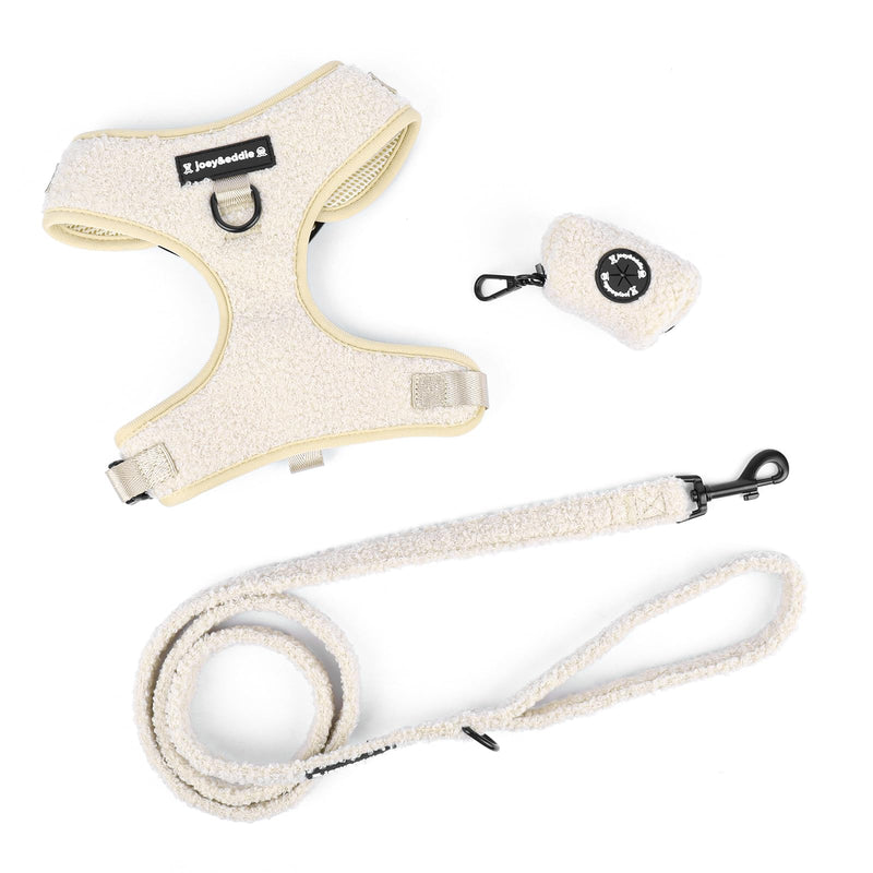 Luxury Teddy Material Adjustable Dog Harness, Lead and Poop Bag Set, Multiple Sizes (Small) Small - PawsPlanet Australia