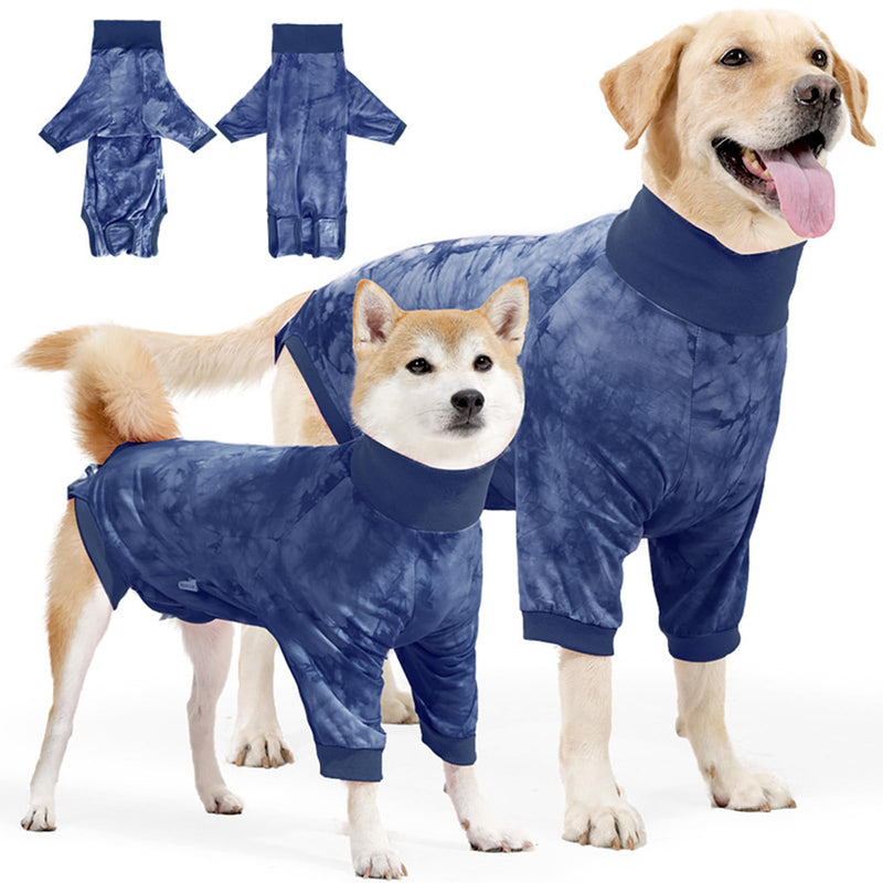 Dog Surgery Recovery Suit, Female Male Front Leg Wound Protector E-Collar Substitute Pajamas Ealstic Pet Dogs Body Suit After Surgery (Blue, S) Male Femal-Blue