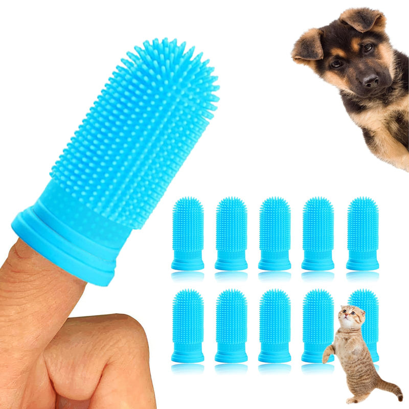 Vinuwu 10Pcs Dog Toothbrush, 360º Dog Finger Toothbrush, Silicone Pets Teeth Cleaning Toothbrush Kit for Puppies, Teeth Cleaning Products for Cats & Small Pets Dental Care
