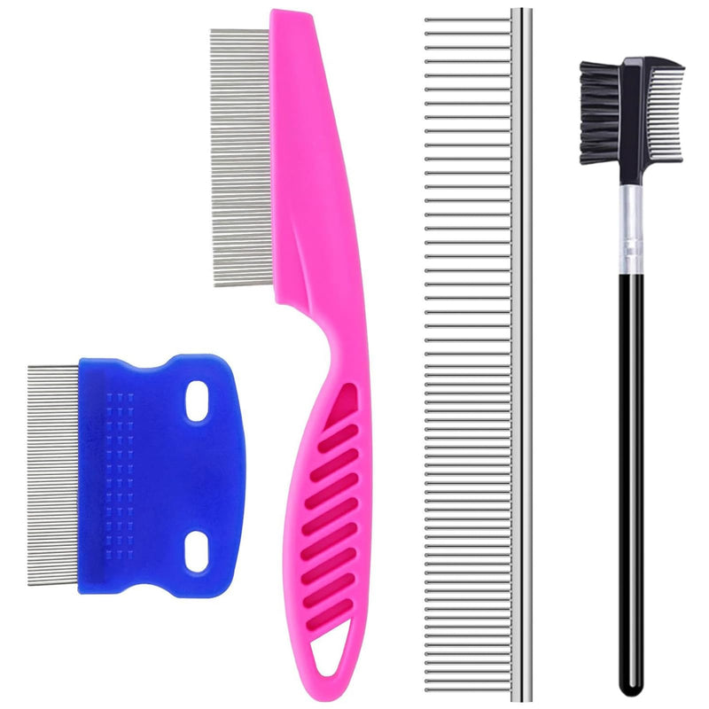 Pets Grooming Comb Kit for Small Dogs Puppies for Tear Stain Remover, 2-in-1 with Round Teeth to Remove Knots Crust Mucus by - PawsPlanet Australia
