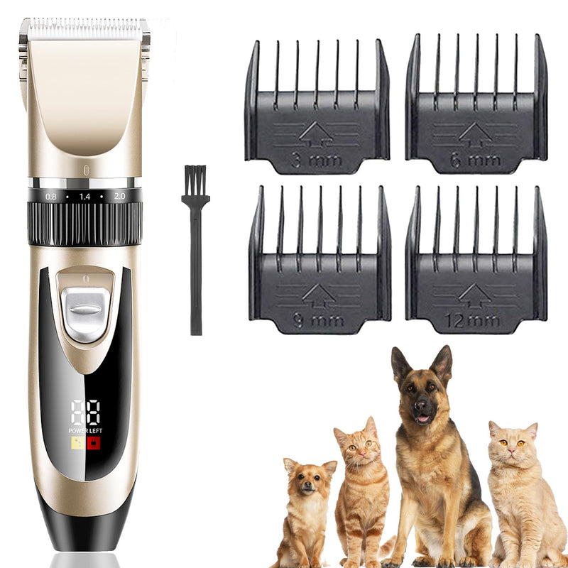 Professional Cordless Dog Clippers for Thick Coats – Low Noise Rechargeable Pet Grooming Clipper with Ceramic Blades, LED Display, Fast Charging for Dogs, Cats, All Pets (Grooming Kit) - PawsPlanet Australia