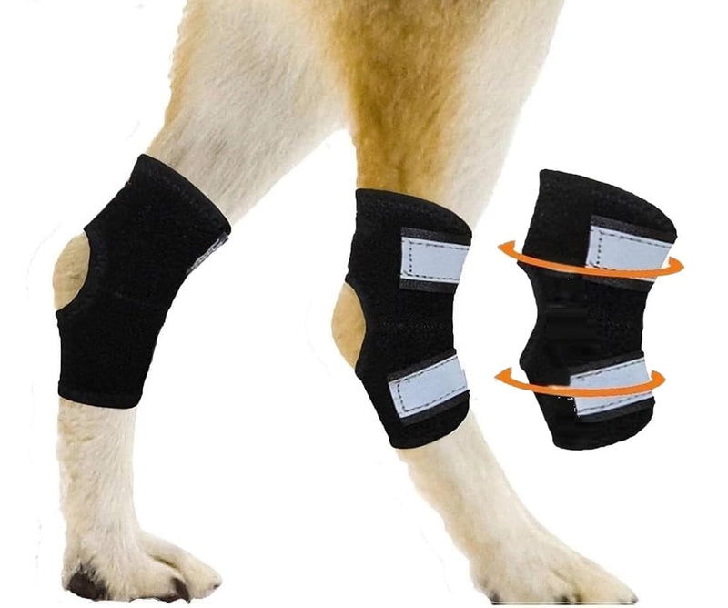 1 Pair Dog Hock Brace Canine Rear Leg Ankle Support with Safety Reflective Straps for Hind Leg Wounds Heal and Injuries and Sprains from Arthritis (XS) XS