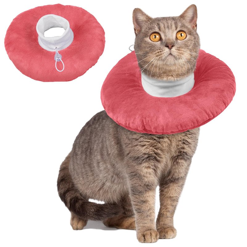 Cat Recovery Collar, Neck Cone Kitten Cone Collar Soft to Stop Licking after Surgery Cat Doughnut CollarAnti-Licking(Pink, M) Pink