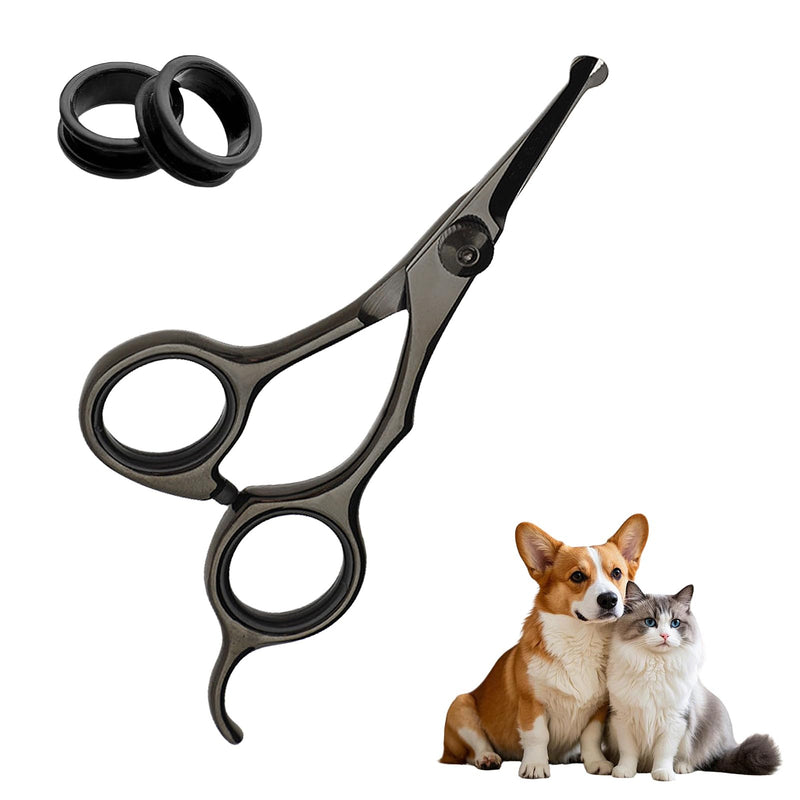 Dog Scissors for Care of Face and Paws, Ears and Eyes, Length 5.3 Inch Cat, Safety Round Tip Grooming Scissors, Titanium Coated Stainless Steel Fur Titanium - Scissors for Face/Legs/Ears