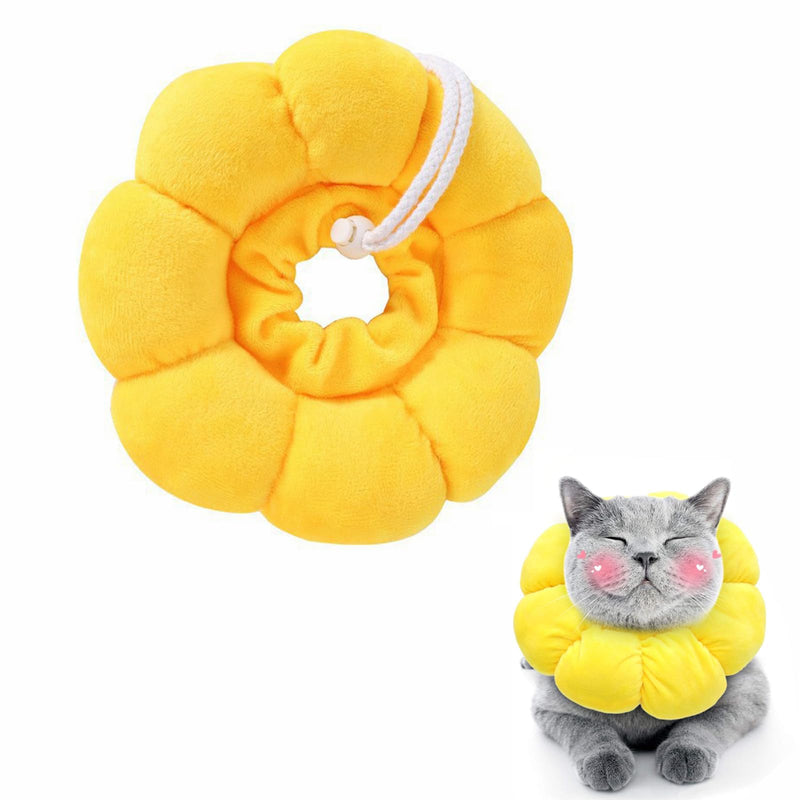 Cat Cone Collar,Cute Sunflower Neck Cone Adjustable Pet Recovery Collar for Cats Cat Donut Collar Anti-Bite Lick Cone Collar Soft for Cats Dog Rabbit Pet Medical M