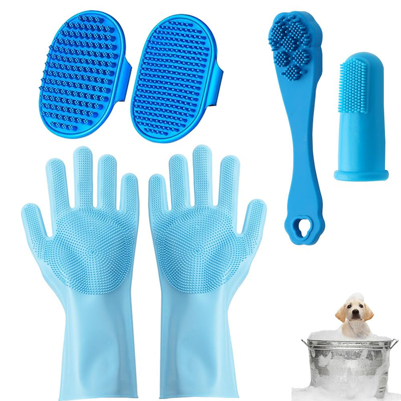 6 Pcs Pet Washing Grooming Kit,Includes Dog Washing Gloves,Dog Bath Brush,Dog Toothbrush Finger Sleeves,Cat and Dog Bathing,Supplies Silicone Material,Meet Pet Care Needs - PawsPlanet Australia
