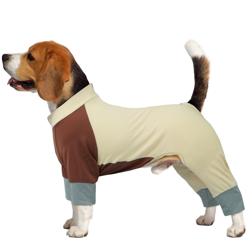 Lightweight Dog Onesie for Summer, Cool Breathable Four-Leg Pollen Protection Suit, UV Sun Protection & Mud Dirt Proof Suit, Protective Full Body Clothing for Medium Large Dogs, Beige L
