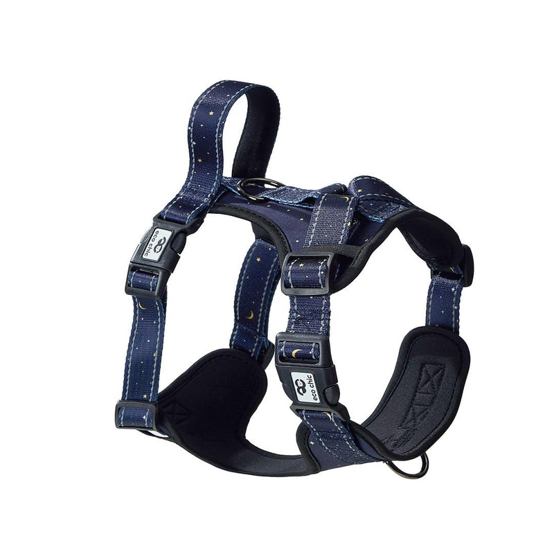 Eco Chic Recycled Comfort Pet Harness Adjustable No-Pull Reflective Padded Dog Vest Harness (Stars and Moons Navy Large) - PawsPlanet Australia