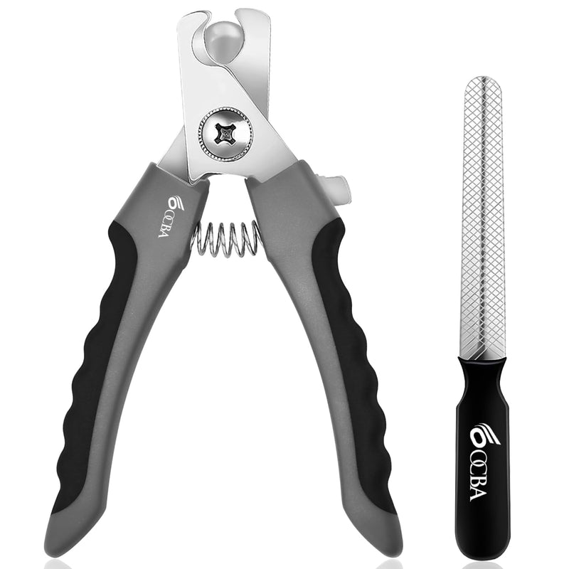 Dog Nails Clippers with Safety Lock & Nail File Professional Dog Clippers Suitable for All Sized Breeds Protection Guard to Prevent Over Cutting Suitable for Cats Rabbits (Gray Black, Large) Gray Black - PawsPlanet Australia