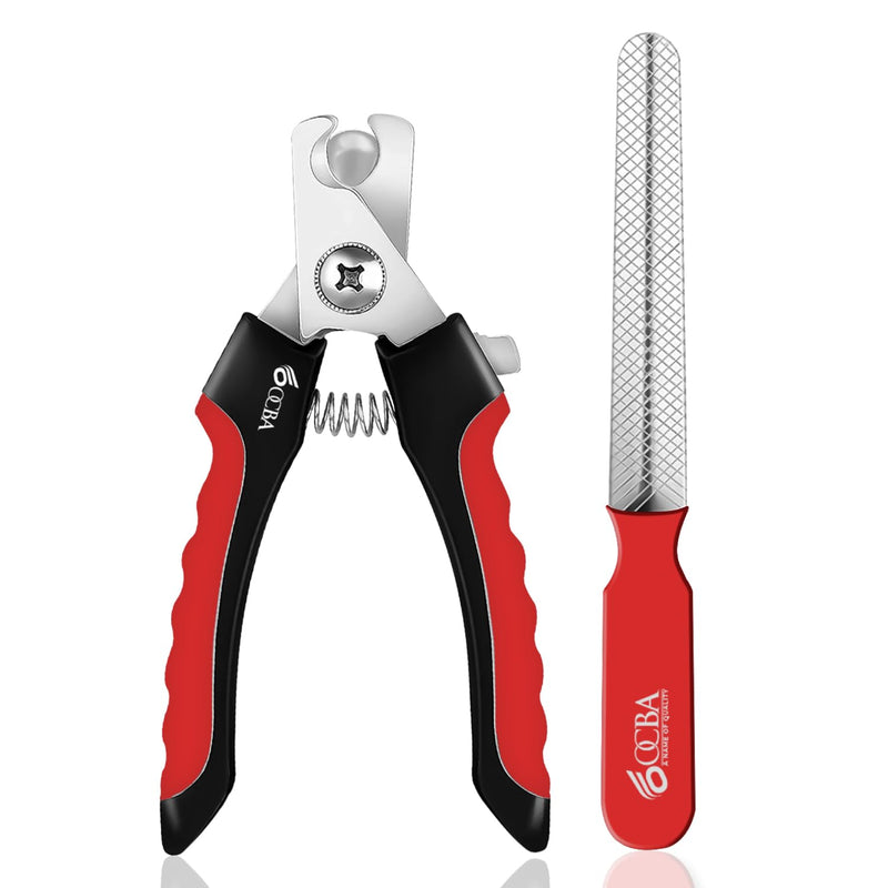Dog Nails Clippers with Safety lock & Nail File Professional Dog clippers suitable for all sized Breeds Protection Guard to Prevent Over Cutting suitable for Cats Rabbits (Red Black, Small) Red Black