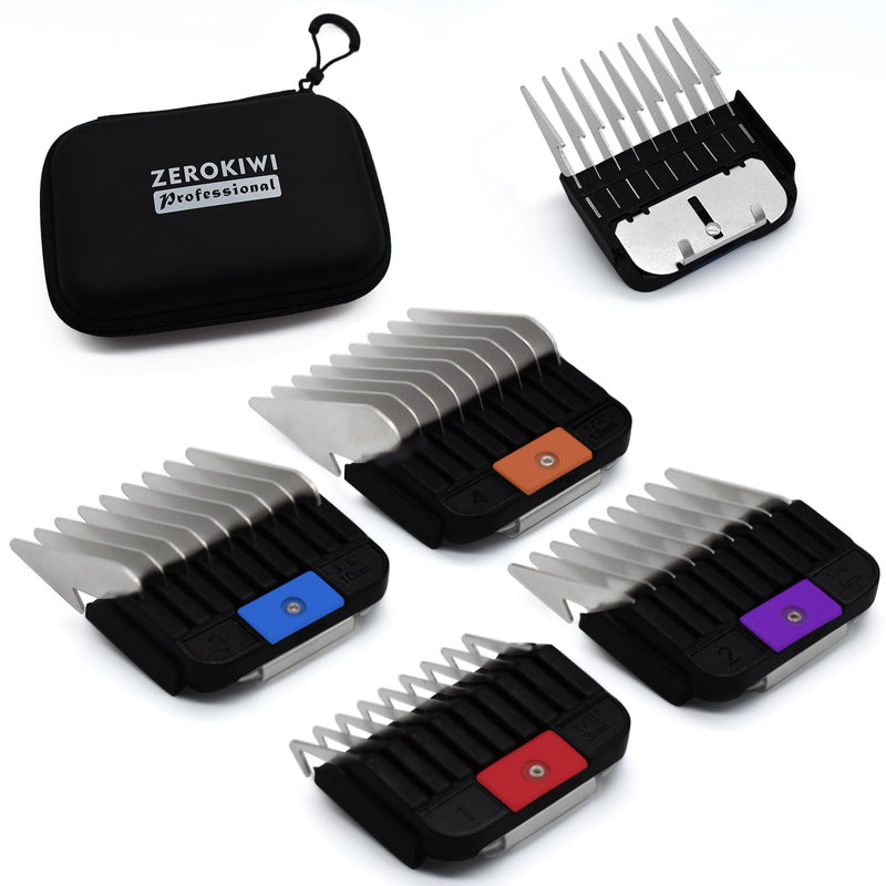 4 Pieces Animal Clippers Stainless Steel A5-Style Replacement Attachment Guide Guard Combs, 3/6/10/13mm 1/8" 1/4" 3/8" 1/2" Compatible with Wahl KM2/5/10 Andis AG BG Oster A5/A6 Pet Cat Dog Groomers