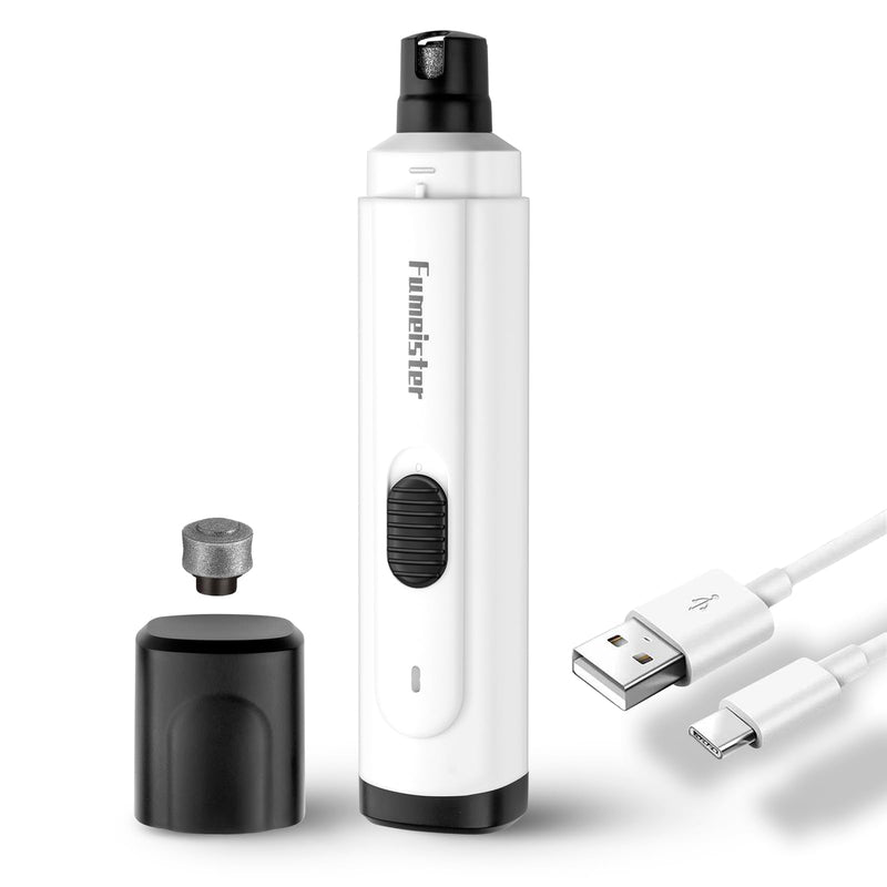 Pet Nail Grinder for Dogs - Quiet 2-Speed Rechargeable Dog Nail Trimmer with Type-C Charging, Low Noise Paw Grooming for Dogs & Cats (White) White