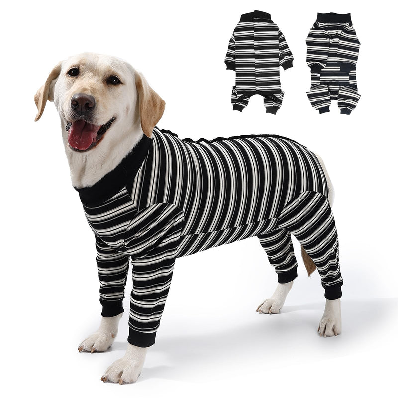 Dog Recovery Suit, Pet Surgical Suits Medical Shirt for Female Male, Stripes Spay Suit for Wounds Protectation, Dog Cone E-Collar Alternative, Operative Onesie Bodysuits Shirts (Black, M) Black