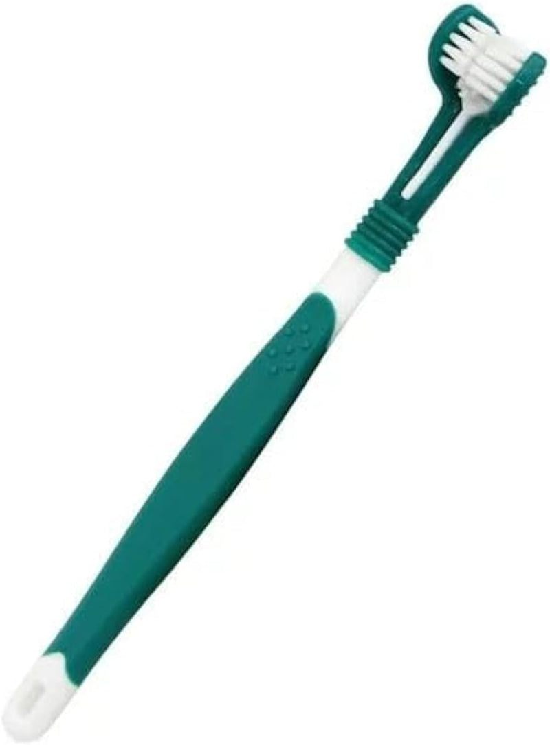 Green Dog Toothbrush, Triple Headed Dog Toothbrush for Pet Dental Care Supplies