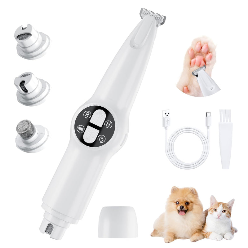 Mcbazel 2-in-1 Pet Paws Trimmer with LED Light, Rechargeable Dog/Cat Hair Shaver Grooming Clipper, Electric Cat/Dog Nail Grinder, Pet Razor for or Eyes, Ears,Face Small Areas