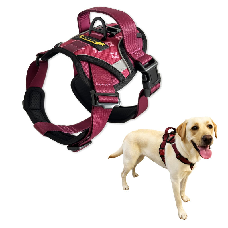 Adjustable Dog Harness – No Pull, Breathable Padded Harnesses with Handle for Small, Medium & Large Dogs – Reflective, Lightweight, Puppy Essentials to XL size. (Red, Medium) Red