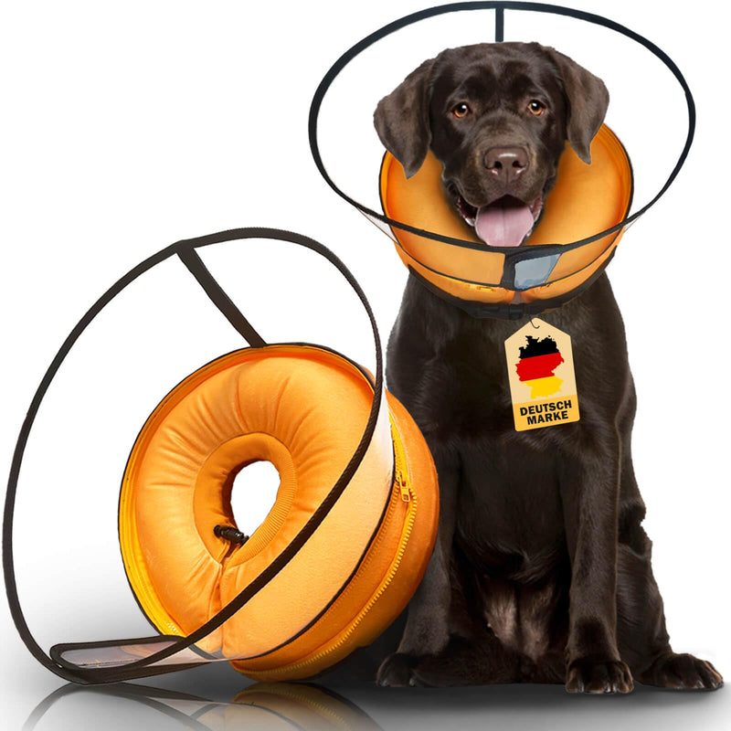 2 IN 1 Dog Donut Collar with Cone, Inflatable Dog Collars for after Surgery, Cat Cone [Size 5] Orange Size 5