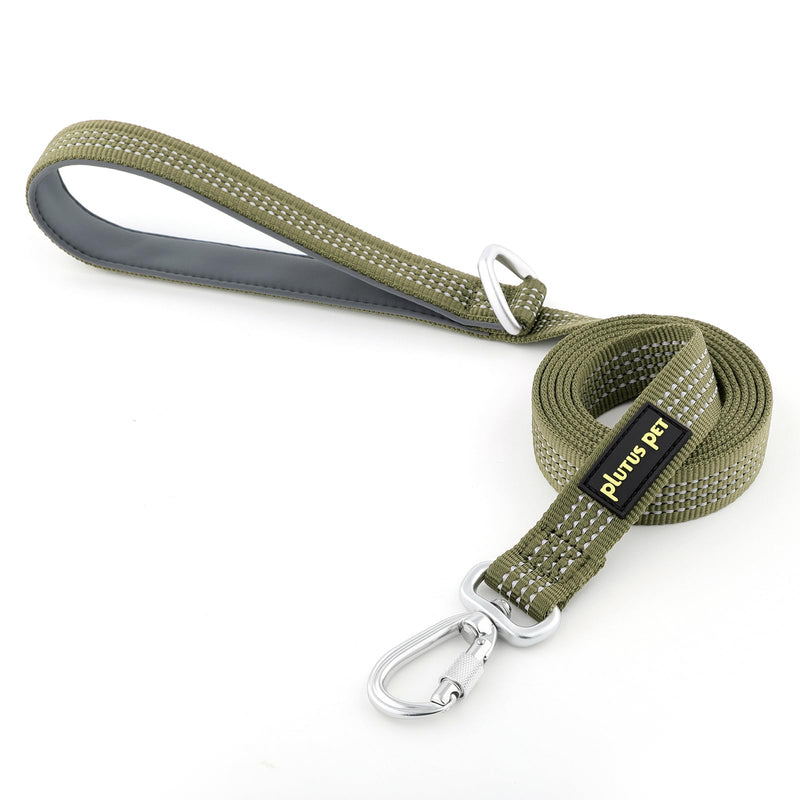 Plutus Pet Heavy Duty Dog Lead with Lockable Aluminum Carabiner, 4/6 Feet Long, Double-Sided Reflective Nylon, Padded Handle, for Puppy, Small, Medium and Large Dogs (Ranger Green, 2.0 x 120cm) Ranger Green