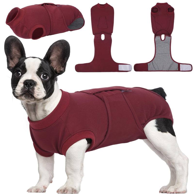 Kuoser Dog Recovery Suit for Surgery – Adjustable Medical Bodysuit for Male & Female Dogs, Post-Operative Protective Shirt, Cone Alternative, Red M Dark red