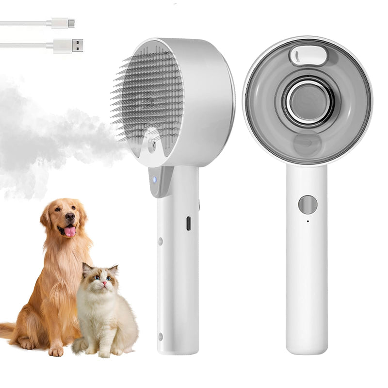 Cat Brush for Short Haired Cats & Long Hair Cat Steam Brush with 2 Water Spray Modes Self-Cleaning Dog Combs for Grooming Pet Steam Brushes with Release Button for Kitten Rabbit Gray - PawsPlanet Australia