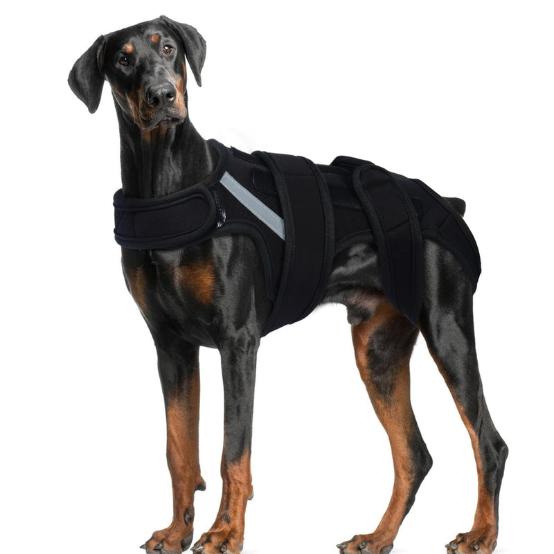 Dog Back Brace L, Adjustable Spine Support Vest for IVDD, Slipped Disc, Herniated Disc, Arthritis, Post Surgery Recovery, Back Pain Relief for Dachshund,Corgi Black