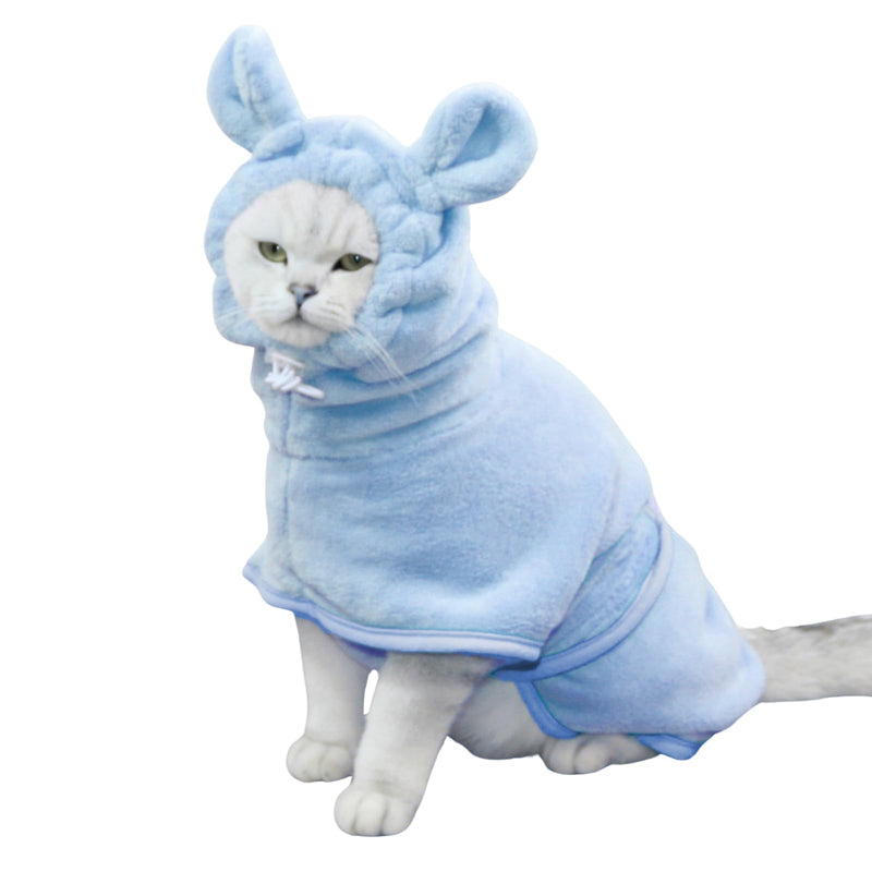 Dog Bathrobe,Super Absorbent Quick Drying Microfiber Coat Hooded Bath Towel for Puppy Small Dogs Medium Large Dog Cat (Blue, XS) Blue - PawsPlanet Australia