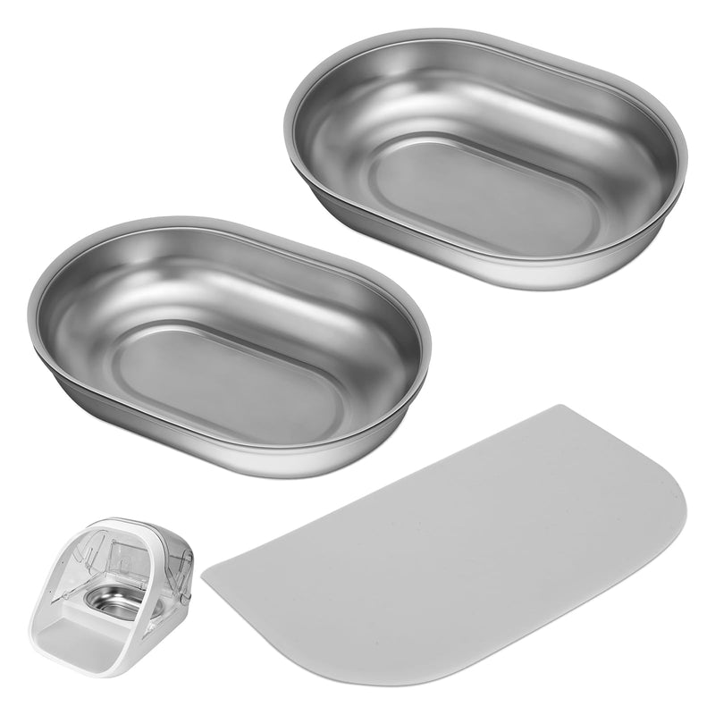 Stainless Steel Bowls and Mat Set for Automatic Pet Feeder & Connect, Feriva 2 Single SUS 304 Bowls and 1 Silicone Mat, Keep Food Fresh, Protect Cat Feeder, Easy to Clean SUS 304 bowl - PawsPlanet Australia
