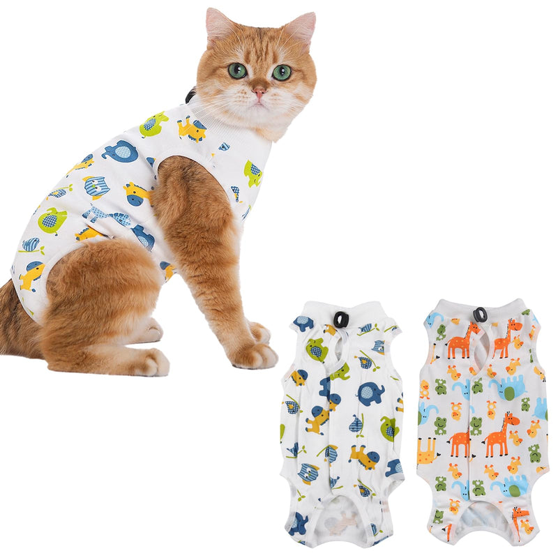 Cat Recovery Suit 2 Pack, Cat Vest after Surgery Female, Post-Surgery Protective Bodysuit for Cats,Recovery Suit Female Abdominal Wounds, Size M (2~4KG Cat)