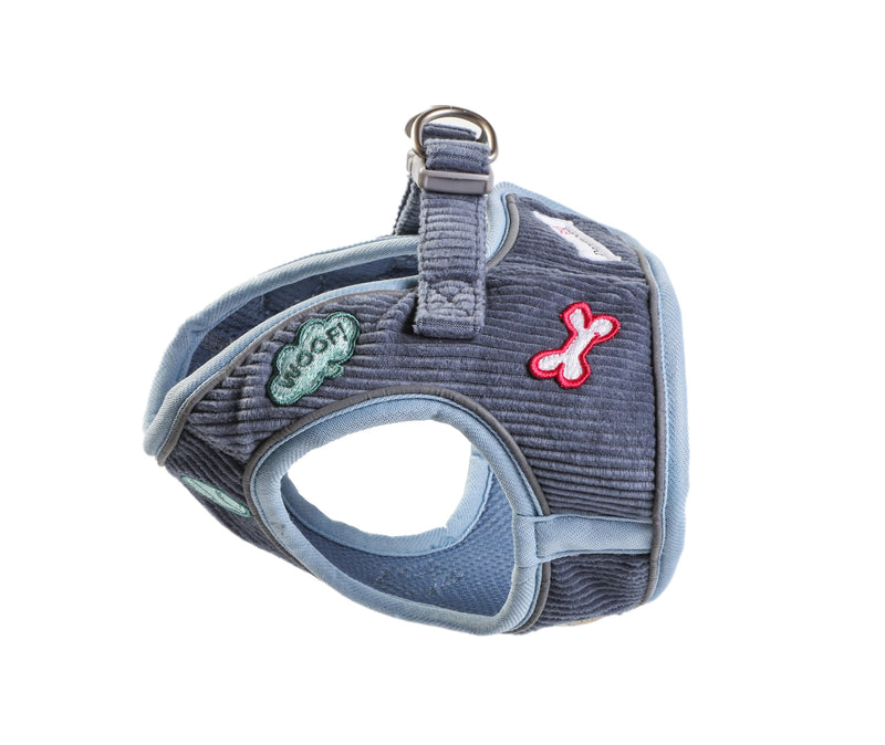 Doodlebone - Dinky Dog Snappy Harness - Step In Vest Style Harness for Small Dogs and Puppies, Lightweight Breathable Fit with Reflective Trim, Secure Fastening - Size 1-2 - Blue Cord - PawsPlanet Australia