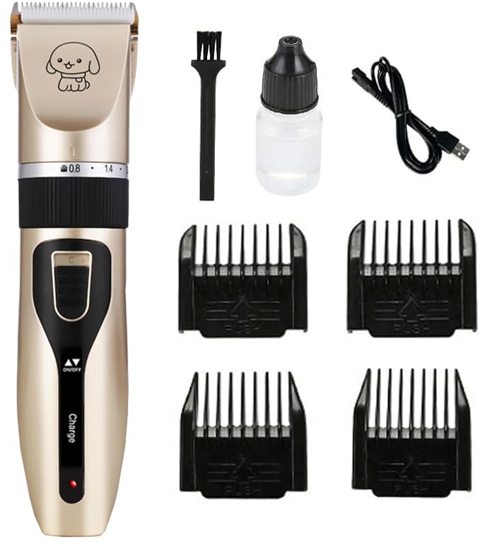 Dog Clippers for Grooming for Thick Heavy Coats/Low Noise Rechargeable Cordless Pet Shaver with Stainless Steel Blade/Waterproof Dog Shaver for Dogs Pets