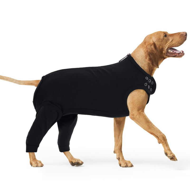 PUMYPOREITY Dog Surgery Recovery Suit with Legs, Leg Cover Dog Shirt Buster Body Sleeves Back Legs Elbow Callus Protector Chest Protector Anti Licking Protection Sleeve(Black, 2XL) Black