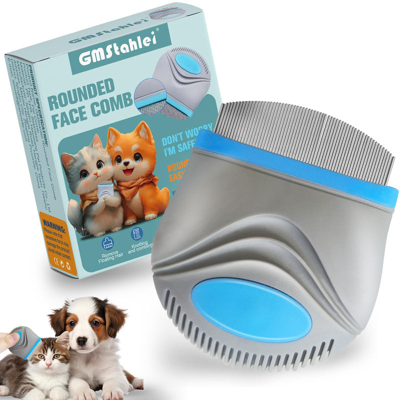 Face Comb for Dogs,Pet Grooming Combs with Rounded FineTeeth,Stainless Steel Tear Stain Remover for Dogs Cats,Lightweight & Portable Pet Grooming Brush Suitable for All Furry Pets A - PawsPlanet Australia