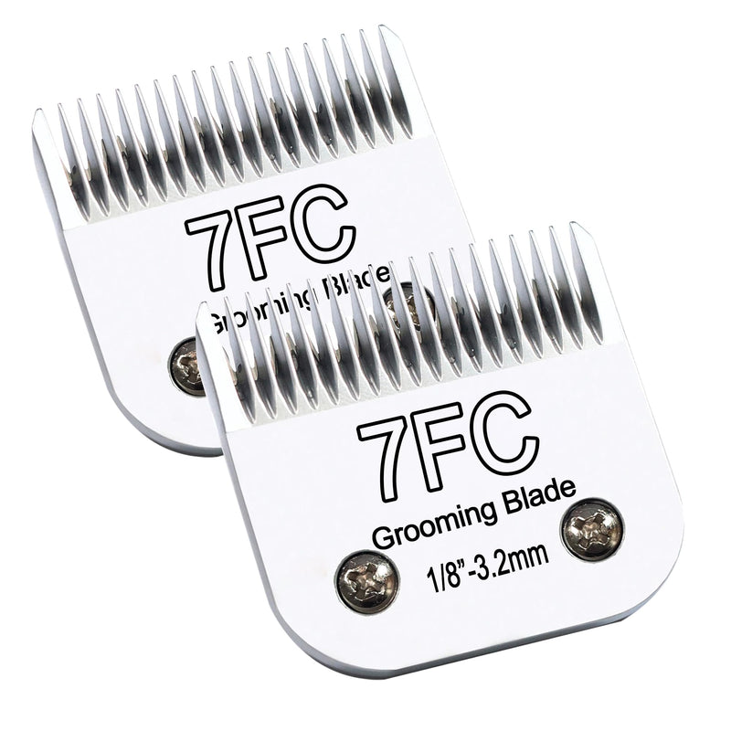 Steel Detachable Pet Clipper Blade 7F 3.2mm 1/8'' Compatible with Andis Compatible with Oster Compatible with Wahl A5 Dog Grooming Clippers, Made Using Japanese High Carbon Steel 2pack