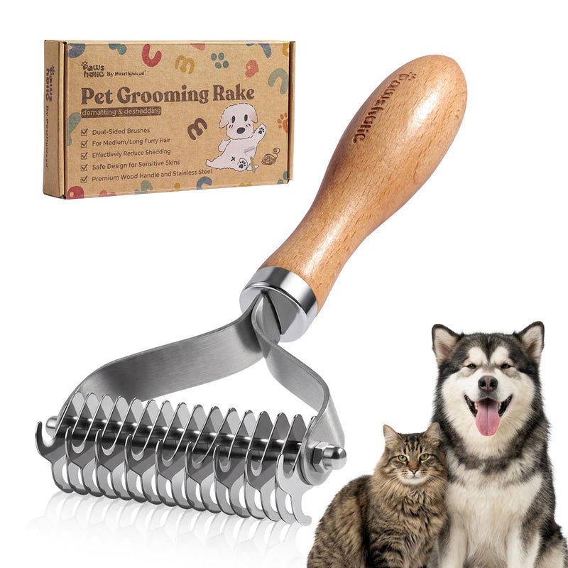 Dematting & Deshedding Comb for Dogs,Cats - Professional Grooming Brushes Undercoat Rake-Reduce Shedding and Remove Knots,Mats and Loose Undercoat