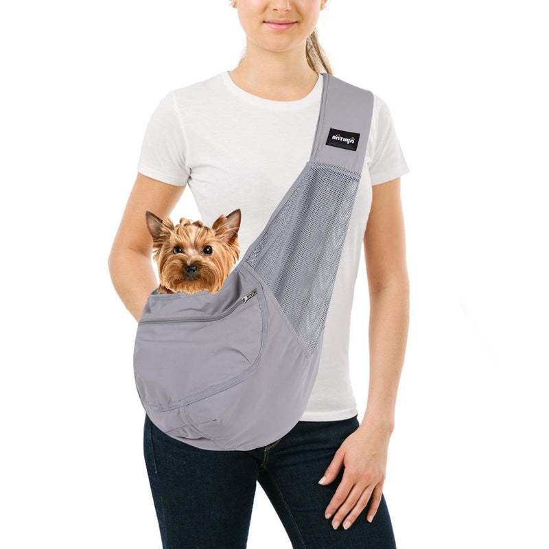 NATUYA Small Dog Sling Carrier - Lightweight & Cozy Breathable Mesh Pet Purse for Puppy Under 15 lbs - Zipper Pocket, Adjustable Strap for Hands-Free Travel Hiking Doggy Bag - PawsPlanet Australia