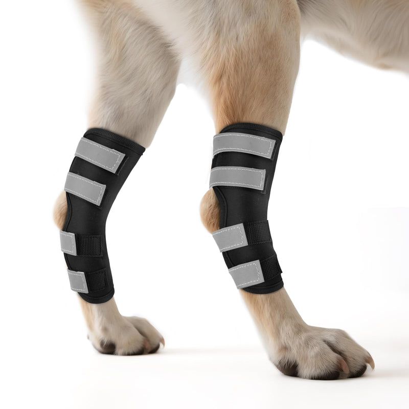 OHCOZZY Dog Rear Leg Brace 2Packs with Reflective Straps, Leg Splint Provides Joint Support and Against Lick, Leg Wrap Protector for Wound Injury and Sprain Healing,M M Black