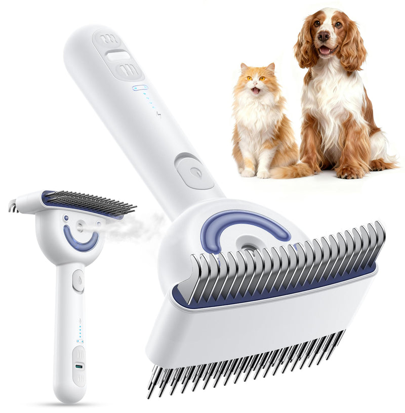 Dog Brushes for Grooming with Steam, FeelNeedy Dual-Sided Dematting & Deshedding, Safe Non-Deforming Steel Pins, Undercoat Rake for Long-Haired Dogs & Cats with Medium-Thick, Tangled, Shedding Coats