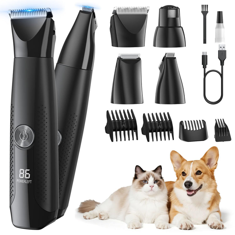 4-in-1 Dog Grooming Kit & Nail Grinder, Safe Cat Clippers Dog Paw Trimmer Shaver, Silent Rechargeable Pet Clippers for Dogs Cats Body, Face, and Paw Grooming - PawsPlanet Australia