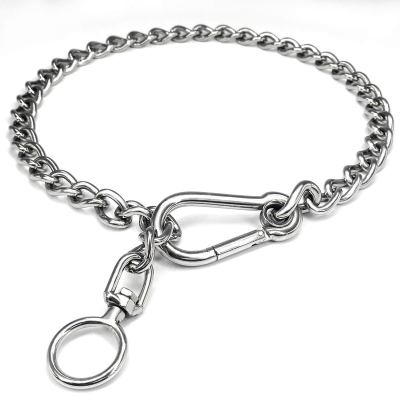 Dog Chain Collars 304 Stainless Steel Metal Chew Proof Dog Leash Extension - Anti Winding, Training and Walking. (X-Large) X-Large