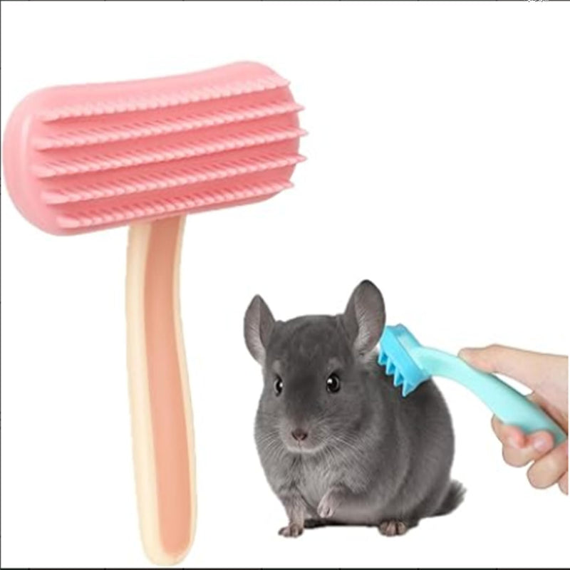 1 Pack Chinchilla Grooming Brush, Soft Silicone Pet De-Shedding & Bath Brush Gentle Massage Comb for Guinea Pigs, Rabbits, Hamsters, Small Animals, Kittens & Puppies（Pink） - PawsPlanet Australia