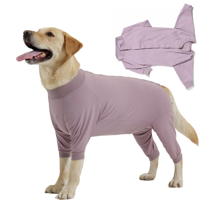 LIANZIMAU Dog Surgery Recovery Suit - Long Sleeve Dog Recovery Suit Female Male Wound Protector Dogs Onesie After Surgery Anti Licking for Medium Large Dogs Pyjamas, Cone E-Collar Alternative Dusty Pink