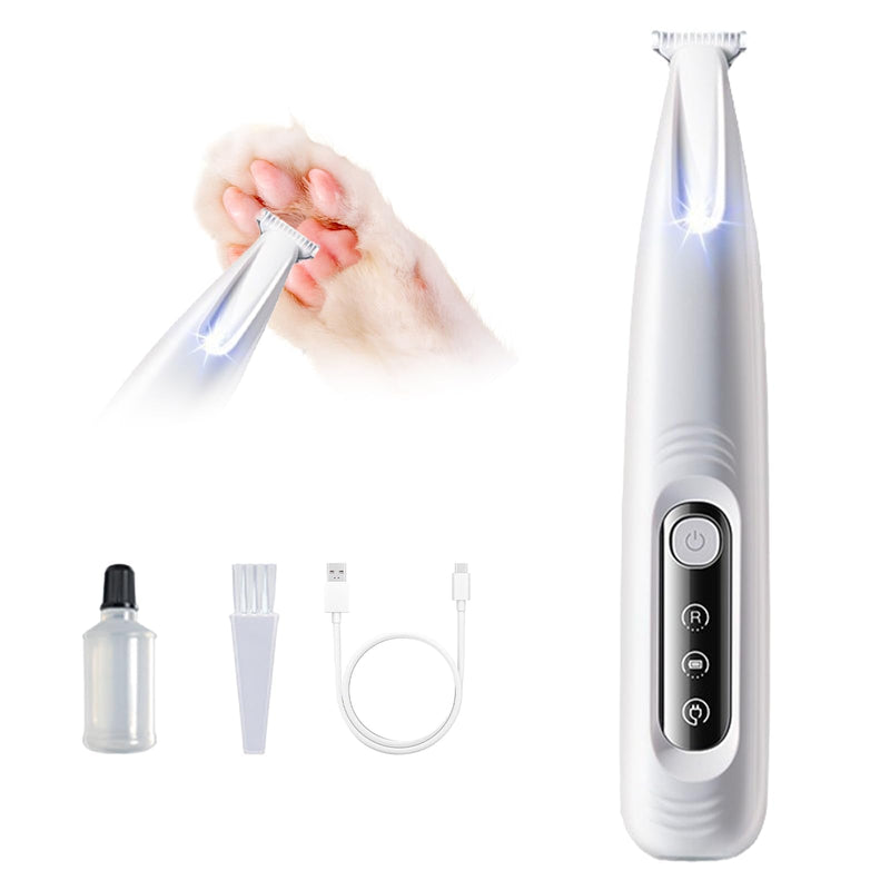 Upgraded Dog Paw Trimmer with LED Light, Waterproof Rechargeable Pet Paw Trimmer, Low Noise Pet Shaver for Dogs Cats