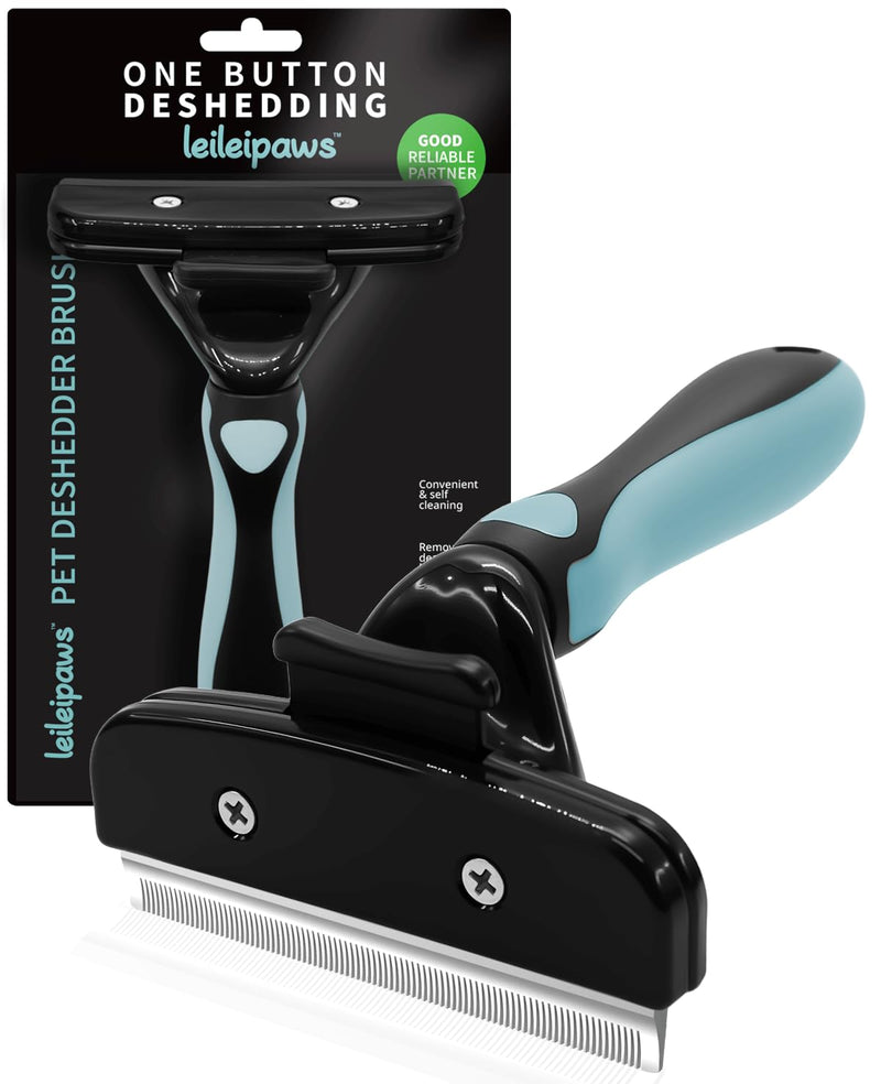 Dog & Cat Brush - Undercoat Brush & Deshedding Tool for Short & Long Hair - Self-Cleaning Grooming Brush Against Loose Hair & Undercoat - Ergonomic Non-Slip Handle