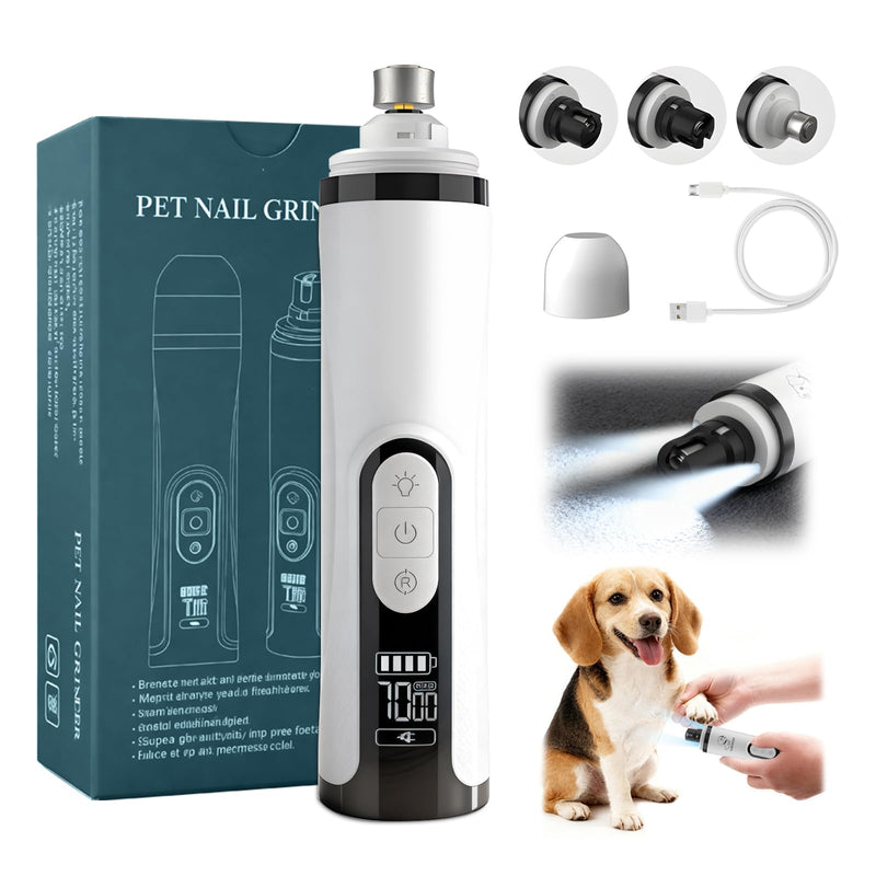 Dog Nail Grinders, Silent Groom Pro Nail Grinder with LED Lights, Professional 3-Speed Quiet & Low Vibration Electric Pet Nail Grinder for Safe Trimming of Cats and Small to Large Dogs - PawsPlanet Australia