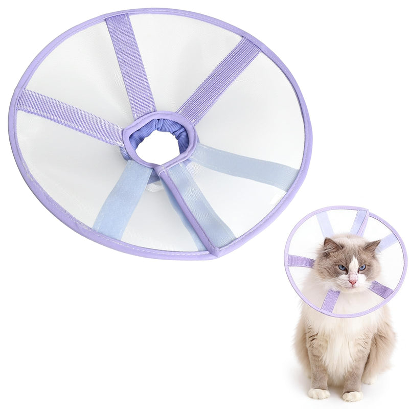 Conical Collars for Cats, Purple Breathable Air Fabric, Post-Operative Protective Collar to Prevent Licking, Adjustable Size, Suitable for Kittens and Cats