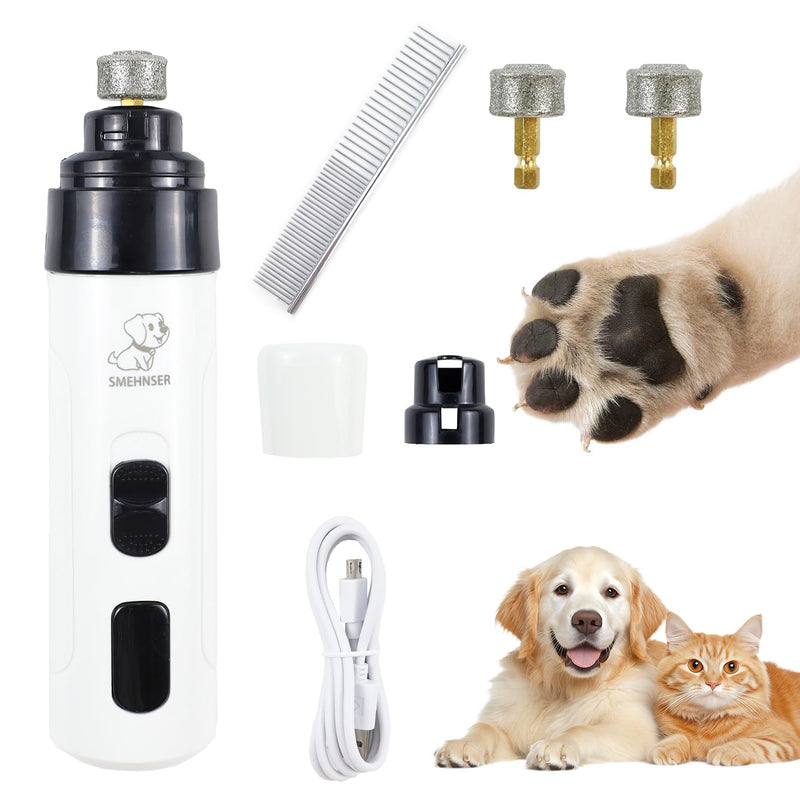 Abnaok Huesom Silent Groom Pro for Dogs, Dog Nail Grinders,Pet Nail Grinder with Led Lights, Rechargeable USB Charging,with Replacement Grinding Heads for Dogs, Cat - PawsPlanet Australia