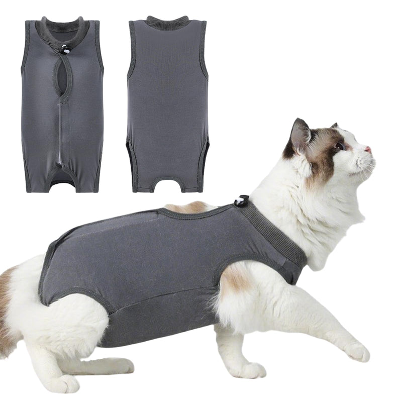 2 PCS Cat Recovery Suit, Breathable Anti-Lick Cat Spay Bodysuit, Cone Alternative Post-Surgery Shirt for Abdominal Wounds, Soft Cotton Cat Surgery Clothes for Kittens & Adult Cats (2-4 kg Cats)