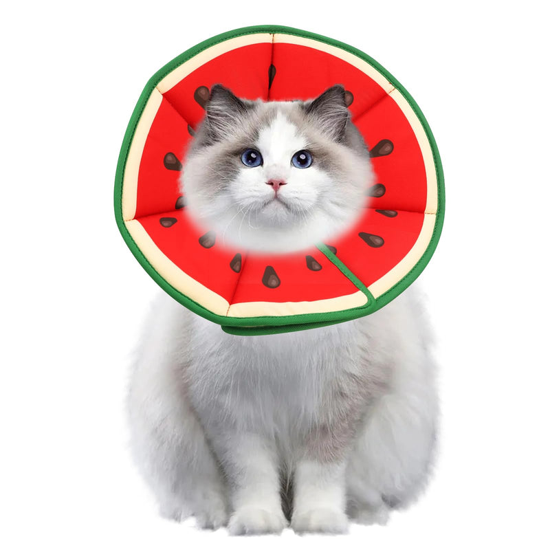 Soft Cat Cone Collar, Watermelon Shape Cat Recovery Collar to Stop Licking, Adjustable Cats Cones, Preventing Licking and Scratching After Surgery Is Suitable for Puppies and Cats to Recover(M)