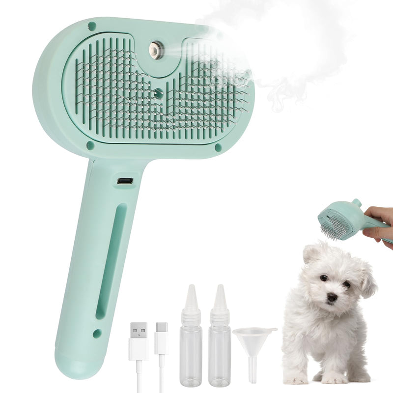 Pet Hair Remover, Pet Grooming Brush Hair, 3 in 1 Dog Steam Grooving Comb, Multi-Function Dog Hairdressing Spray Brush (Green) - PawsPlanet Australia