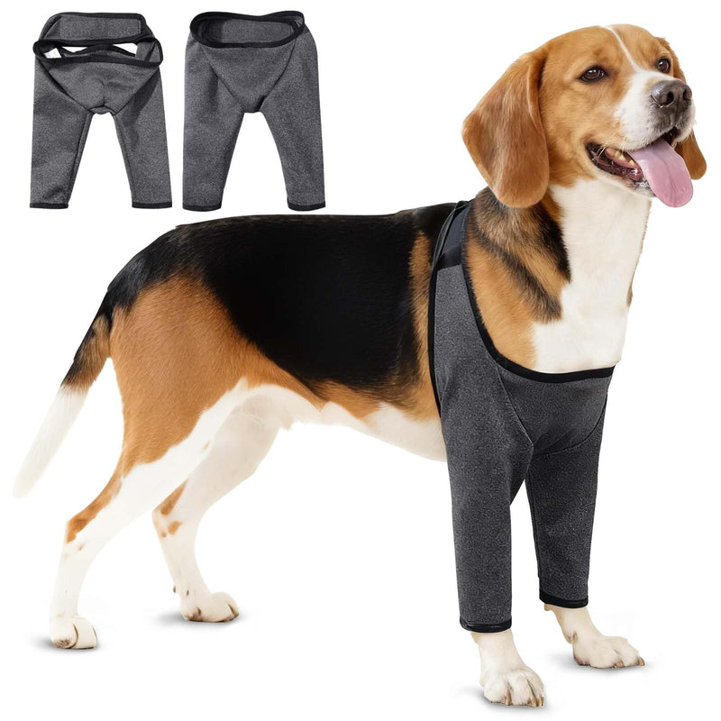 Dog Surgical Recovery Suit, Gray, M | Front Leg Protection, Elbow Protector, Leg Wound Protector, Prevents Licking & Biting